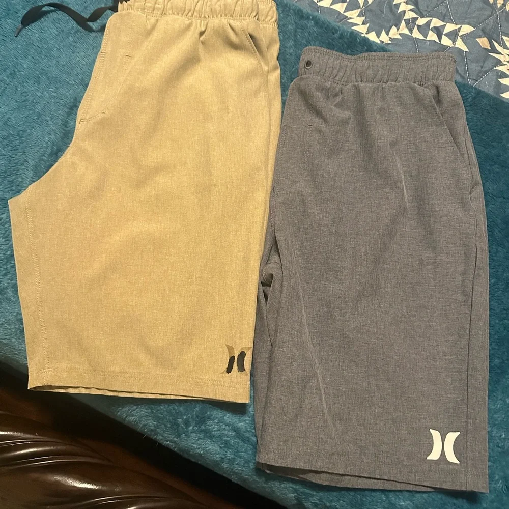 Hurley Boy Shorts in Tan and Gray~2 pairs